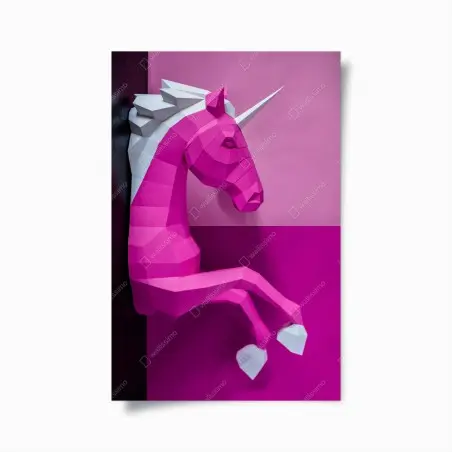 Poster pink geometric unicorn wall art • Wallissimo®