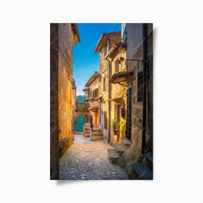 Poster sunlit street in Tuscany