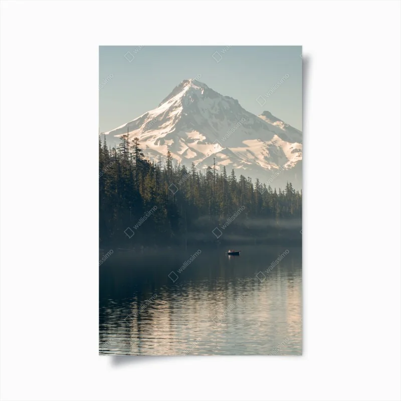 Poster majestic snow-capped mountain over a tranquil lake