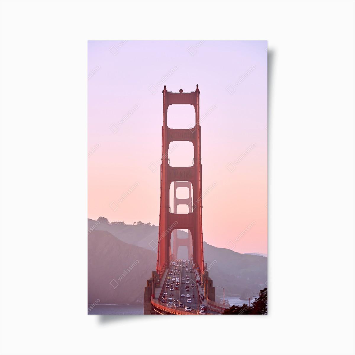 Poster Golden Gate Bridge at pastel sunset • Wallissimo® Poster Golden Gate Bridge at pastel sunset • Wallissimo®