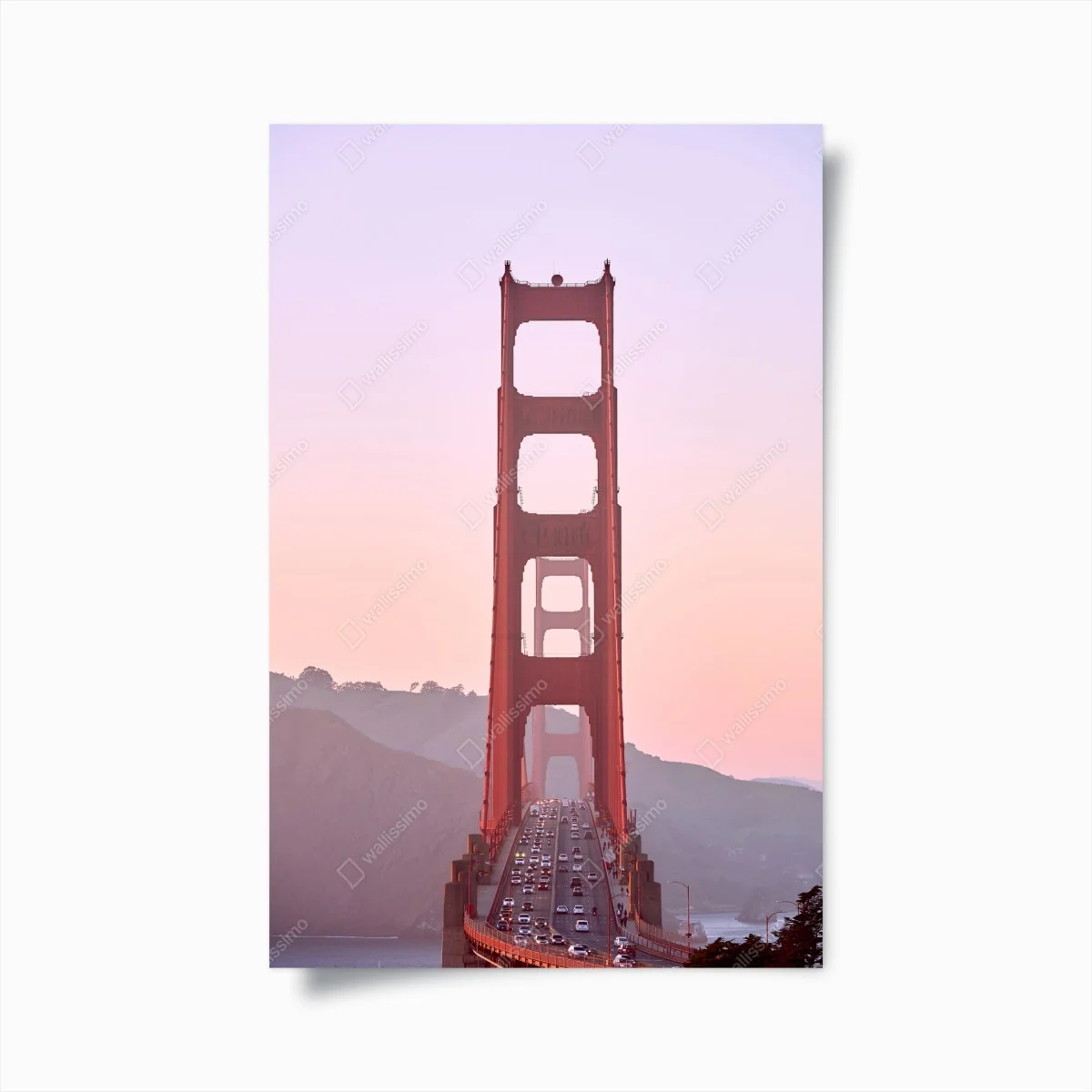 Poster Golden Gate Bridge at pastel sunset • Wallissimo® Poster Golden Gate Bridge at pastel sunset • Wallissimo®