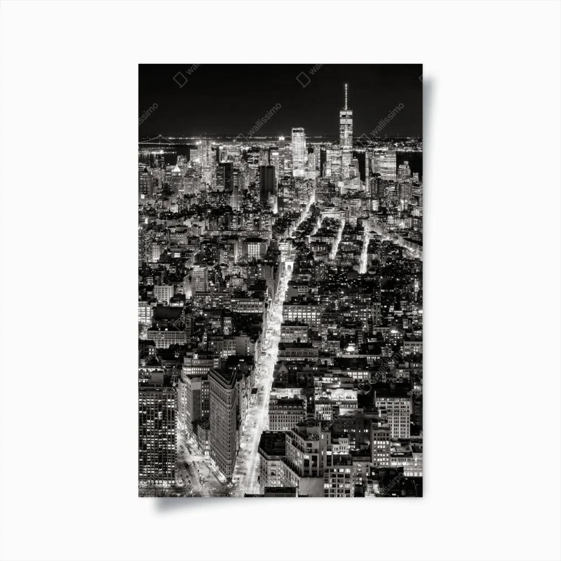 Poster monochrome city skyline at night