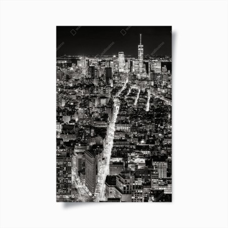 Poster monochrome city skyline at night • Wallissimo®