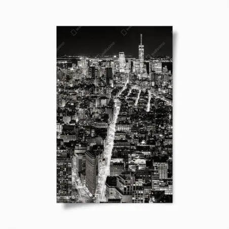 Poster monochrome city skyline at night • Wallissimo®