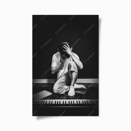 Poster introspective musician at the keyboard • Wallissimo®