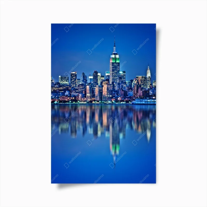 Poster New York skyline reflections at night