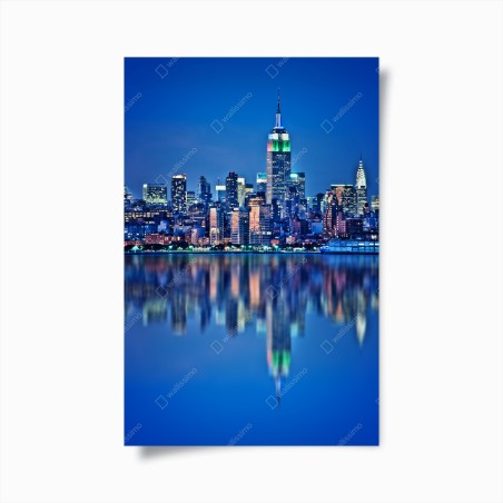 Poster New York skyline reflections at night • Wallissimo®