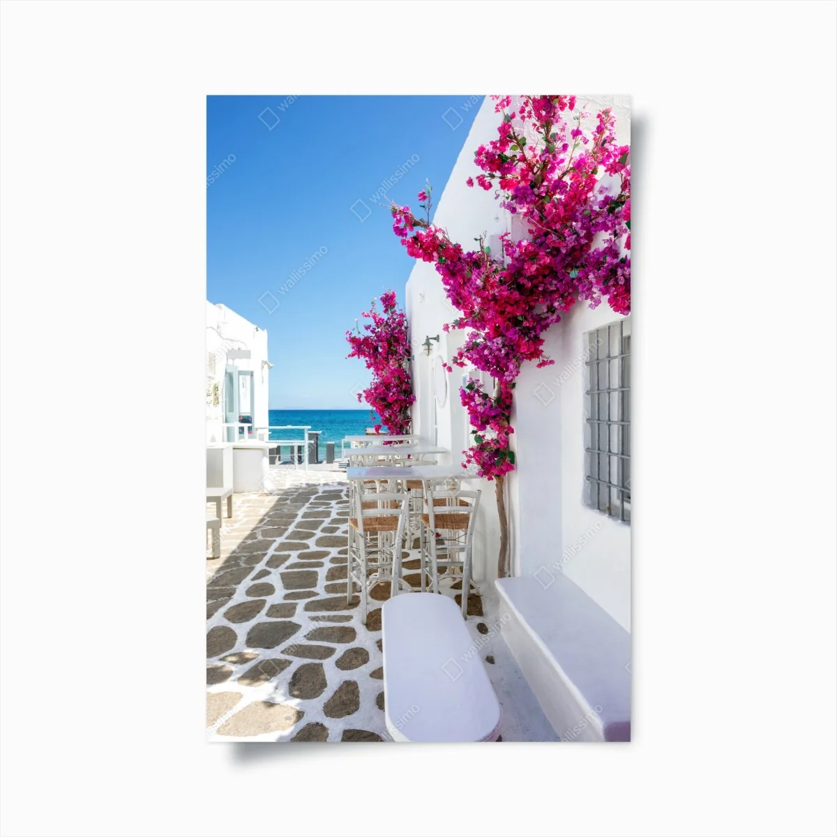 Poster sunny Mediterranean alley with bougainvillea ⁕ Wallissimo® Poster sunny Mediterranean alley with bougainvillea ⁕ Wallissimo®