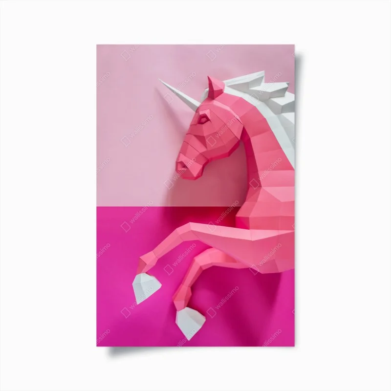 Poster pink geometric unicorn wall art