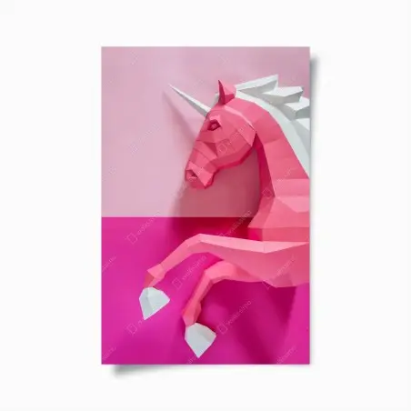 Poster pink geometric unicorn wall art • Wallissimo®