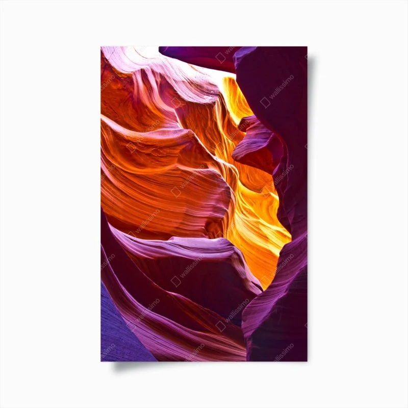 Poster sunlit sandstone canyon waves