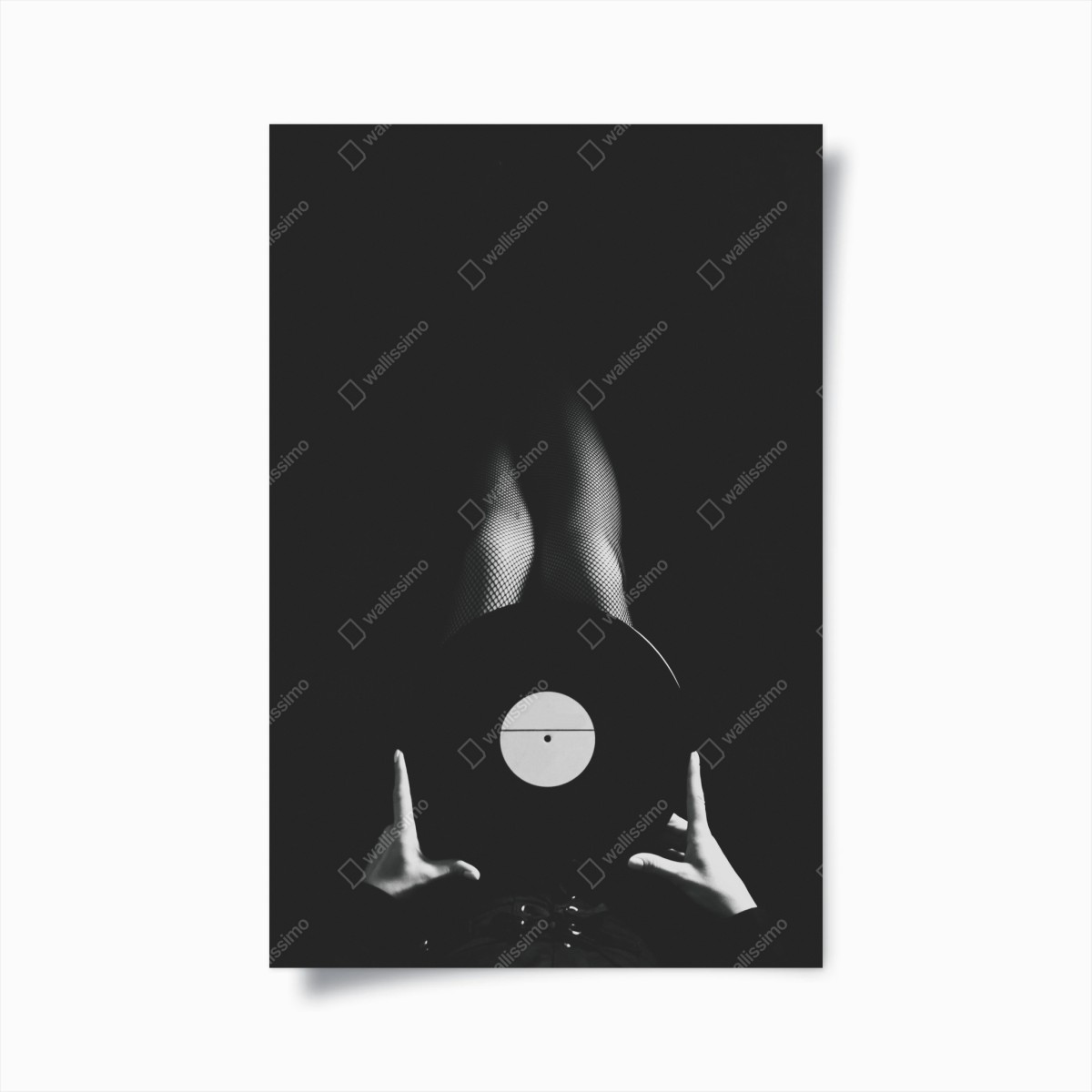 Poster vinyl record and fishnet legs • Wallissimo® Poster vinyl record and fishnet legs • Wallissimo®