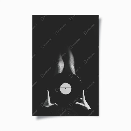 Poster vinyl record and fishnet legs • Wallissimo®