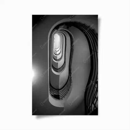 Poster spiral staircase perspective in black and white • Wallissimo®