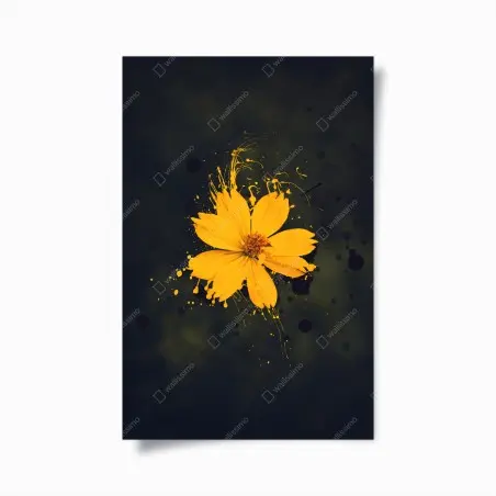 Poster vibrant yellow bloom on dark background • Wallissimo®