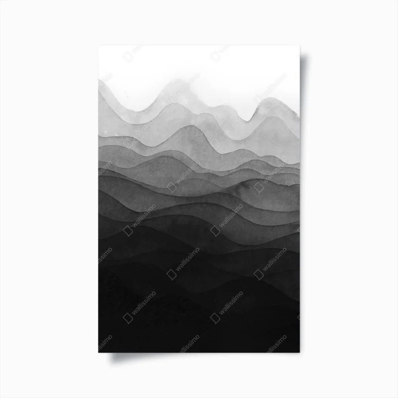 Poster monochrome layered mountain waves