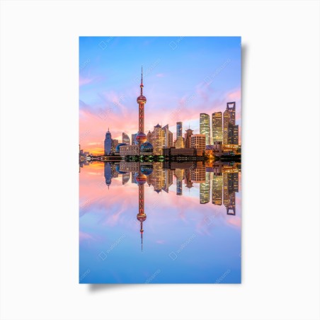 Poster Shanghai skyline at sunrise • Wallissimo®