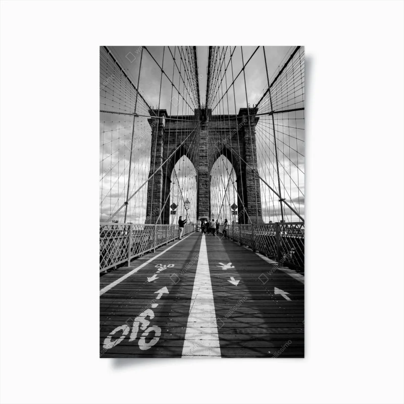 Poster Brooklyn Bridge perspective in monochrome