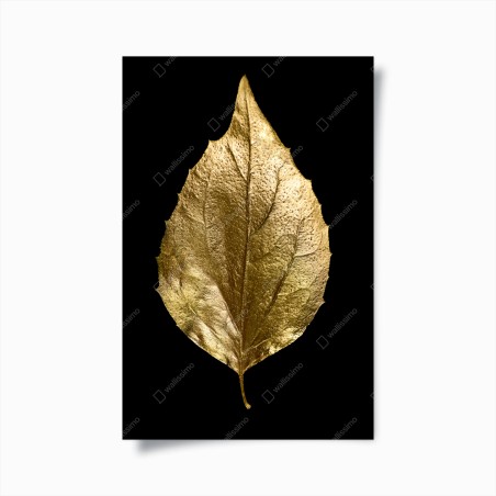 Poster golden leaf on black • Wallissimo®