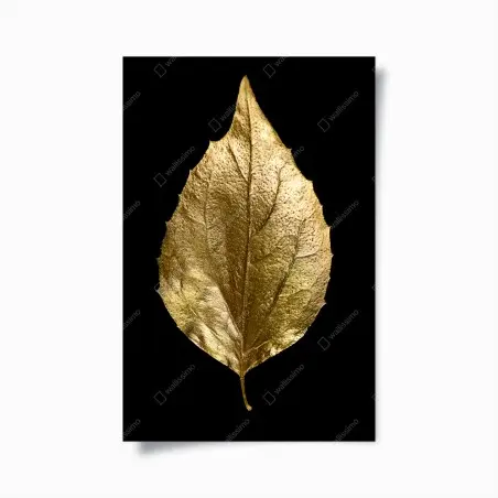 Poster golden leaf on black • Wallissimo®