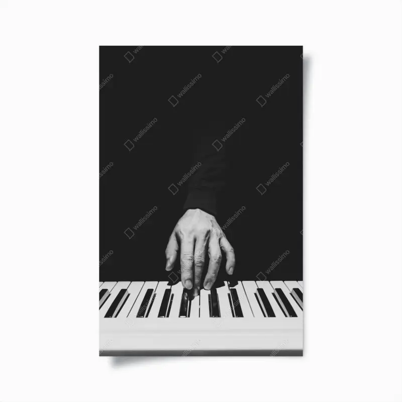 Poster monochrome piano hand close-up