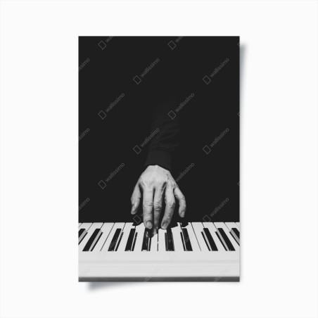 Poster monochrome piano hand close-up • Wallissimo®