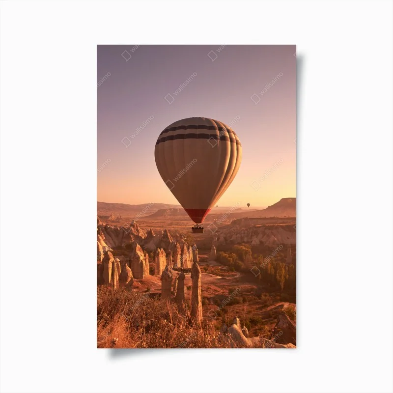 Poster Cappadocia sunrise balloon over rock formations