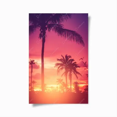 Poster tropical sunset palm silhouettes • Wallissimo®