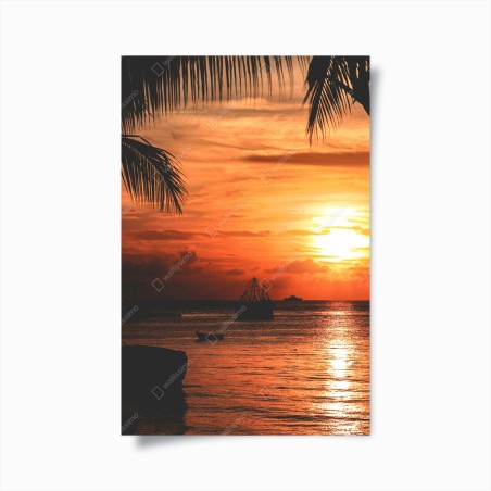 Poster tropical sunset at the beach • Wallissimo®