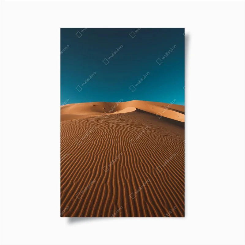 Poster golden sand dunes under deep blue sky