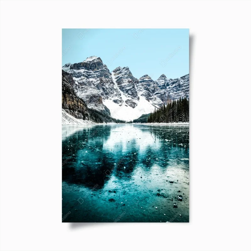 Poster icy turquoise lake reflection