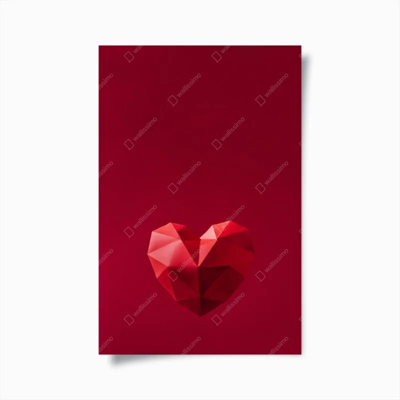 Poster geometric red paper heart