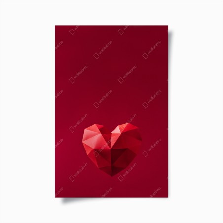 Poster geometric red paper heart • Wallissimo®