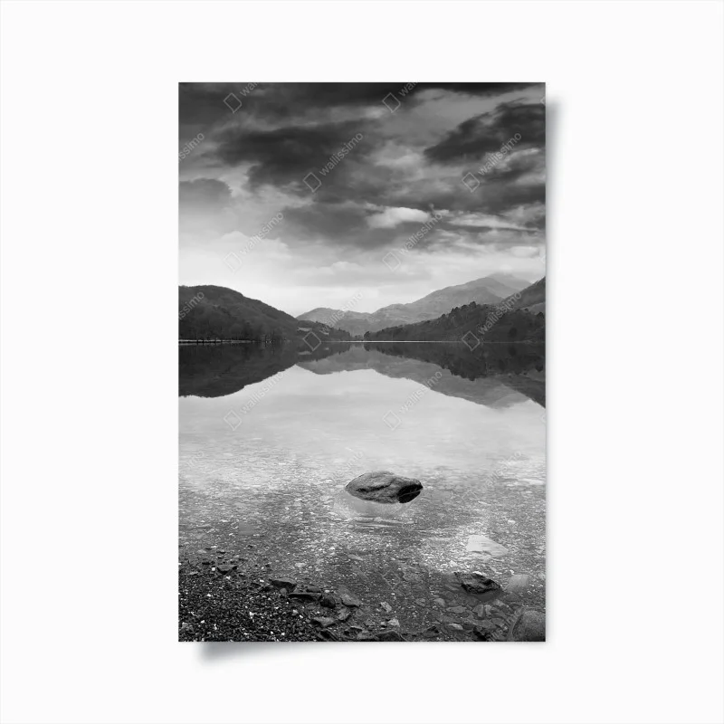 Poster serene mountain lake reflection