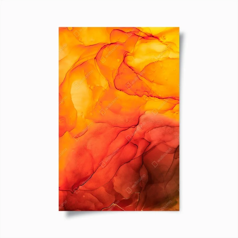 Poster vibrant orange alcohol ink abstract