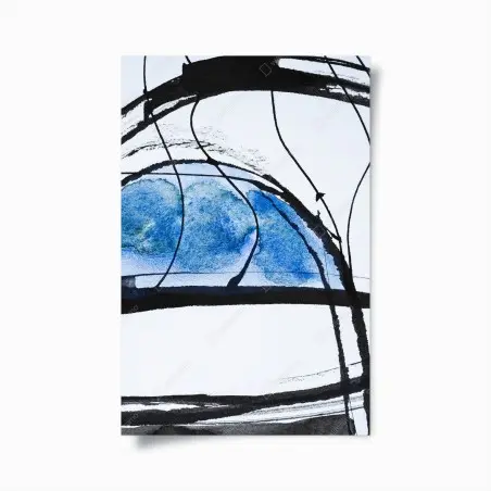 Poster blue ink and watercolor abstract • Wallissimo®