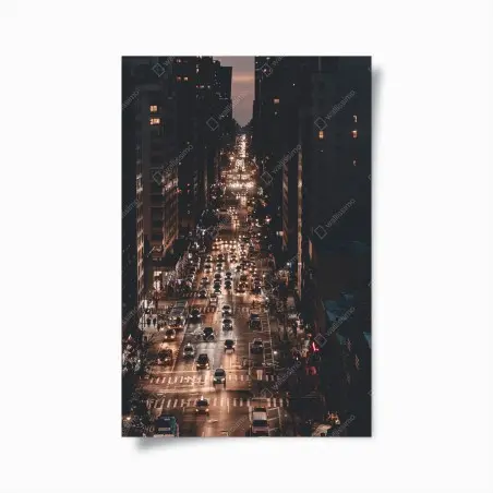 Poster Manhattan nighttime avenue • Wallissimo®