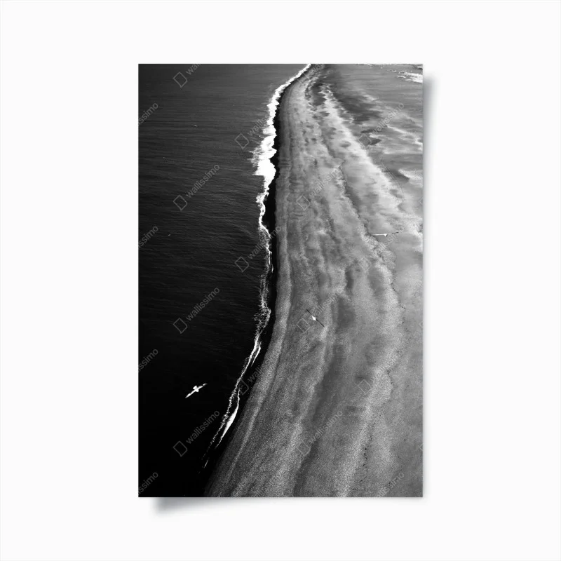 Poster aerial monochrome beach coastline