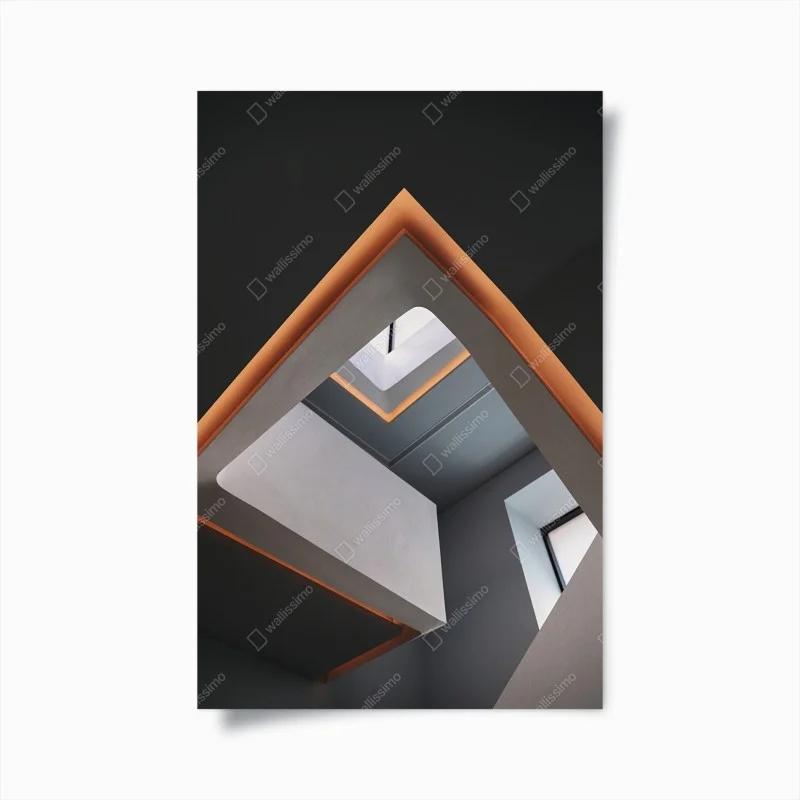 Poster minimal geometric architectural interior with skylight