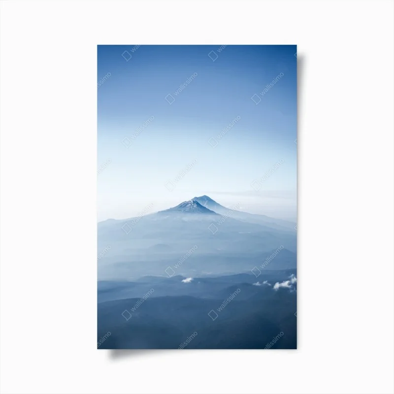 Poster misty blue mountain peaks