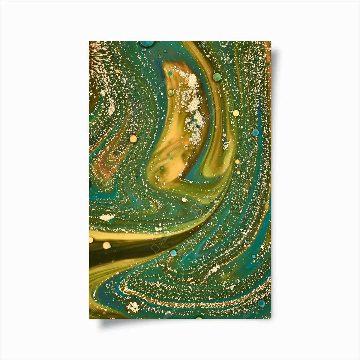 Poster green and gold fluid marble art print • Wallissimo® Poster green and gold fluid marble art print • Wallissimo®