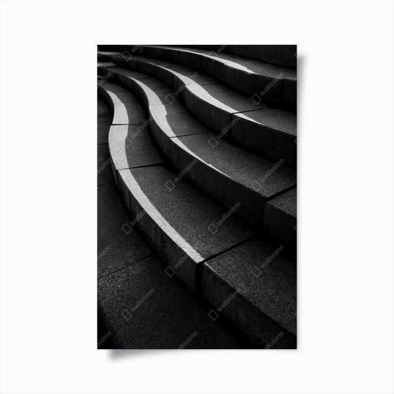 Poster curved concrete staircase in shadow