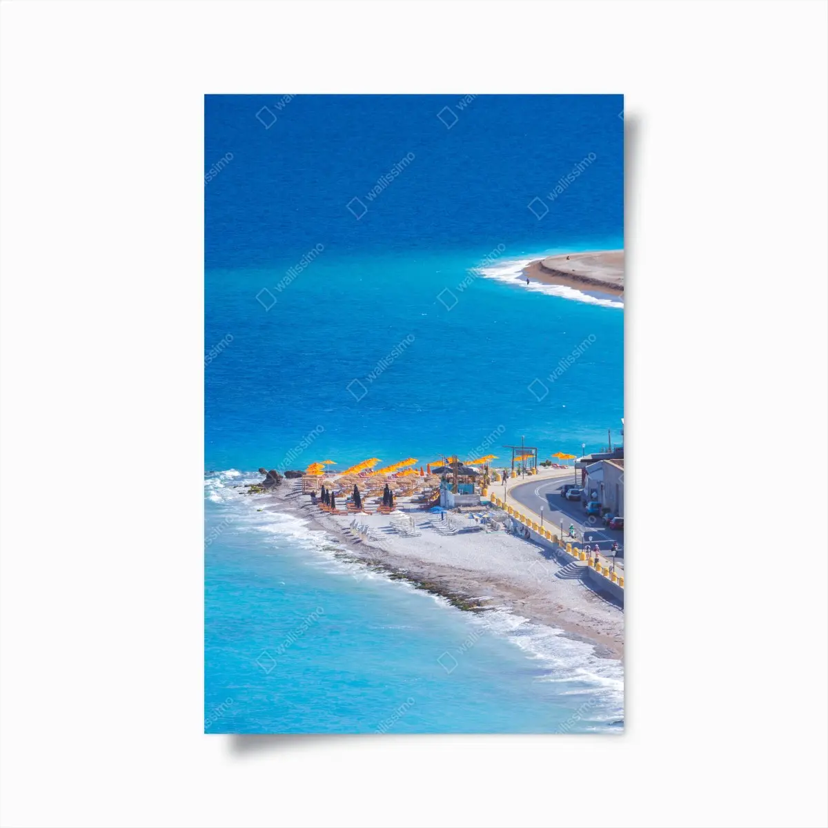 Poster Rhodes beach with colorful umbrellas • Wallissimo® Poster Rhodes beach with colorful umbrellas • Wallissimo®