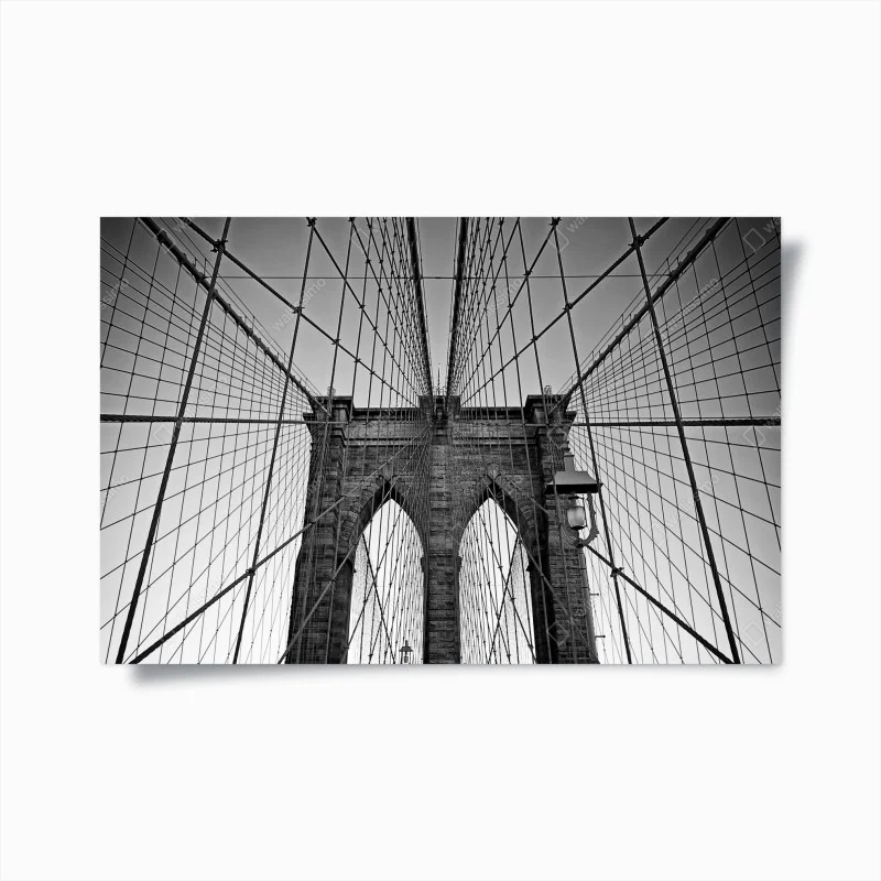 Poster symmetric suspension bridge in black and white