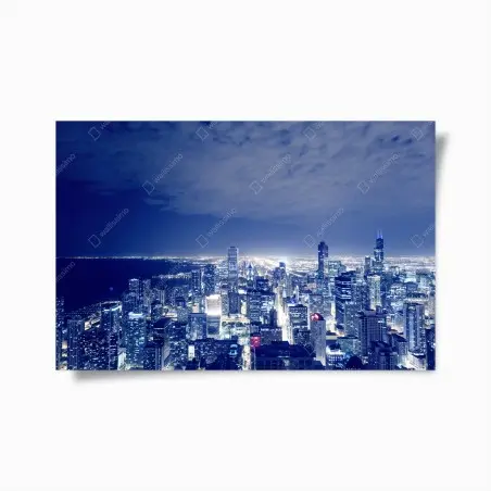 Poster Chicago night skyline panorama • Wallissimo®