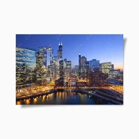 Poster Chicago skyline at dusk • Wallissimo®
