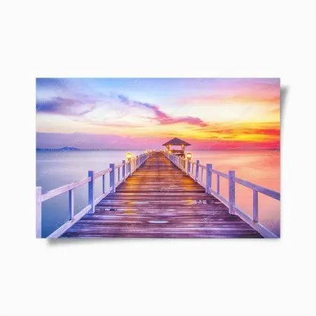 Poster sunset pier leading to tranquil horizon • Wallissimo®