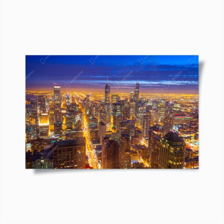 Poster Chicago night skyline panorama • Wallissimo®