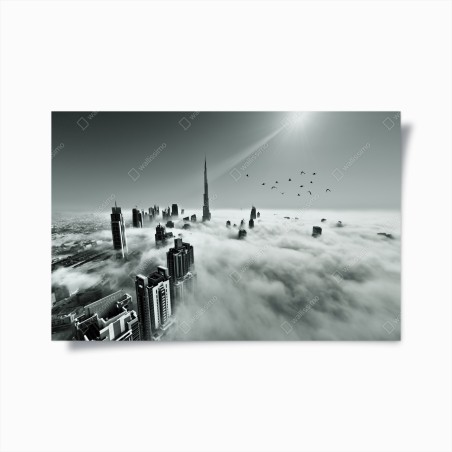 Poster misty Dubai skyline above the clouds • Wallissimo®