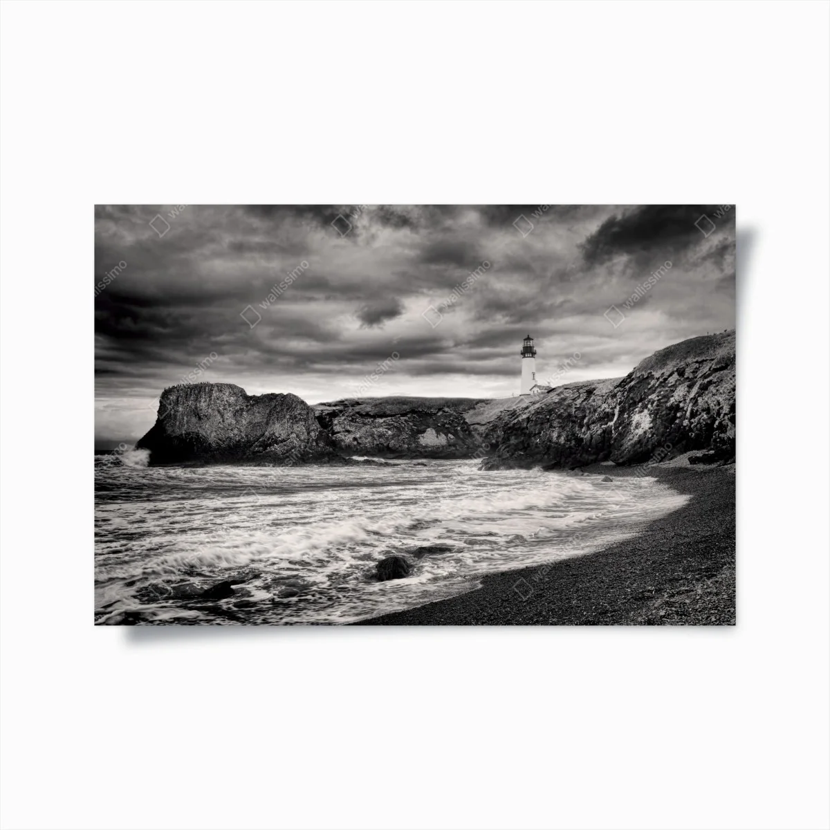 Poster Yaquina Bay Lighthouse on stormy coast ⁕ Wallissimo® Poster Yaquina Bay Lighthouse on stormy coast ⁕ Wallissimo®